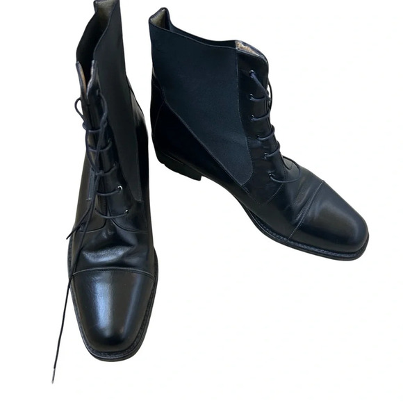 Octavio Lace up Moto Black Genuine Leather Boots Size 38/ 7.5 - Picture 1 of 7